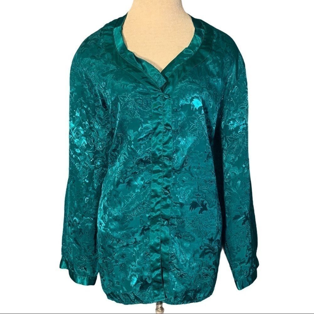 Victorias Secret Gold Label Green Oversized Button Front Nightshirt Size M
